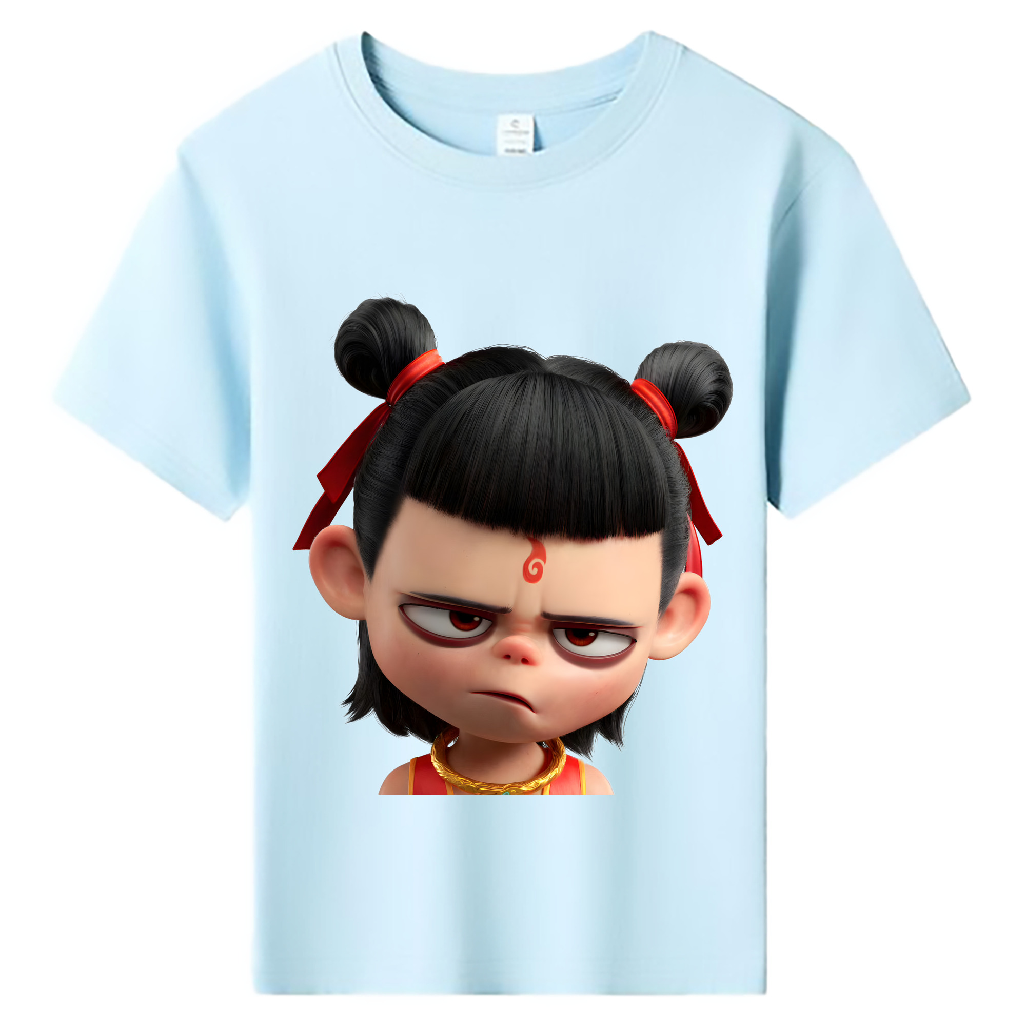 （画像用） Ne Zha 2 ナタ 魔童の大暴れ 綿100％キッズTシャツ（フロントプリント）